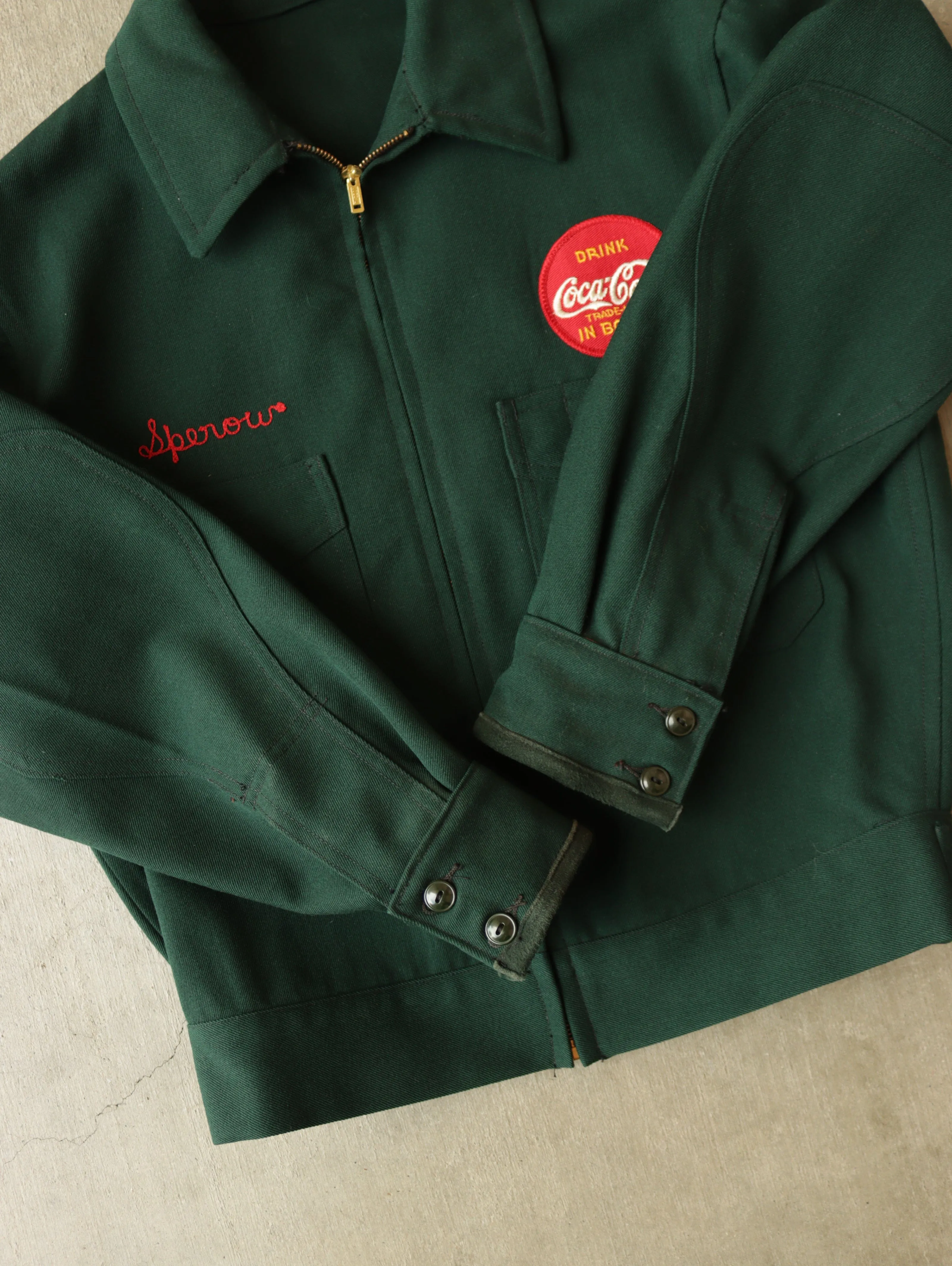 1940S COCA COLA FACTORY WORKER'S CHAINSTITCH JACKET - M