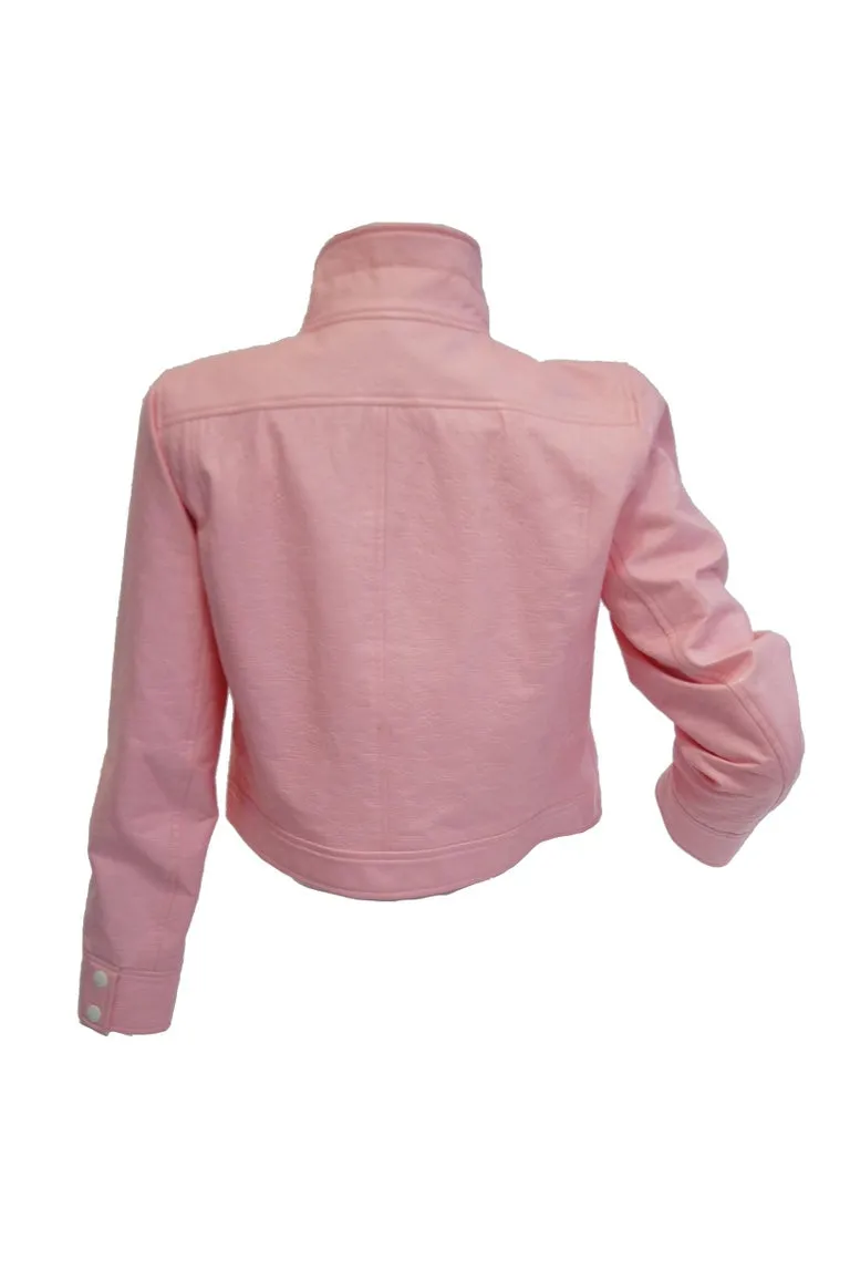 1970s Courreges Bubblegum Pink Vinyl Mod Jacket