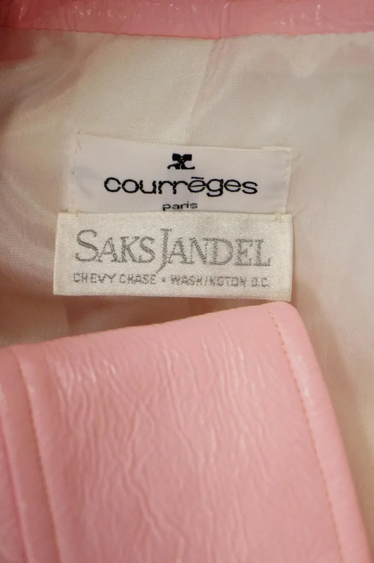 1970s Courreges Bubblegum Pink Vinyl Mod Jacket