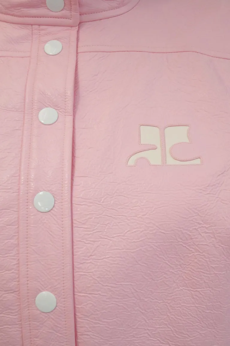 1970s Courreges Bubblegum Pink Vinyl Mod Jacket