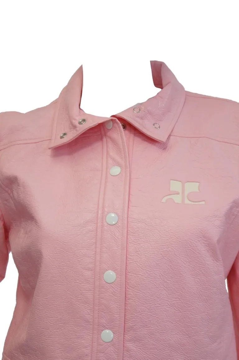 1970s Courreges Bubblegum Pink Vinyl Mod Jacket