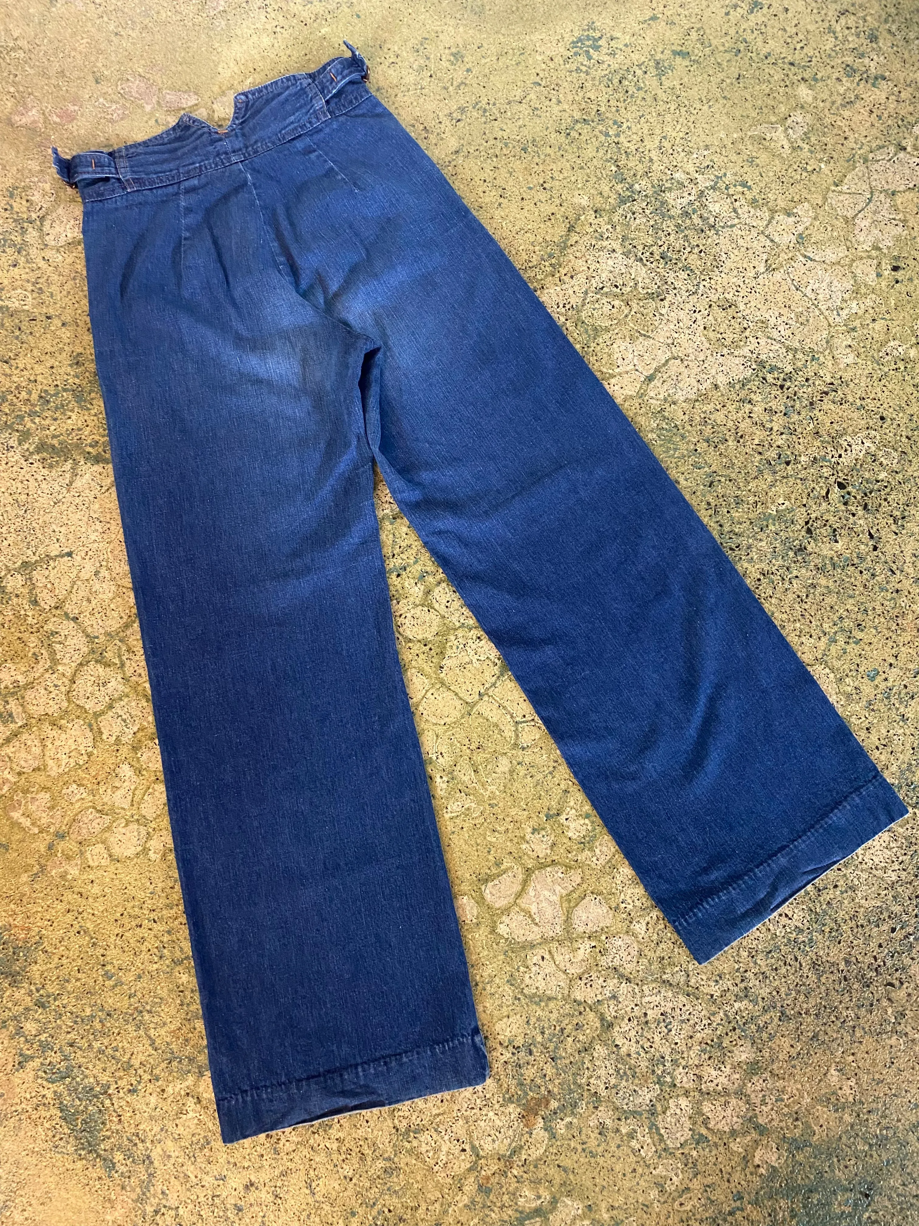 1970s Side Buckle Wide Leg Jeans