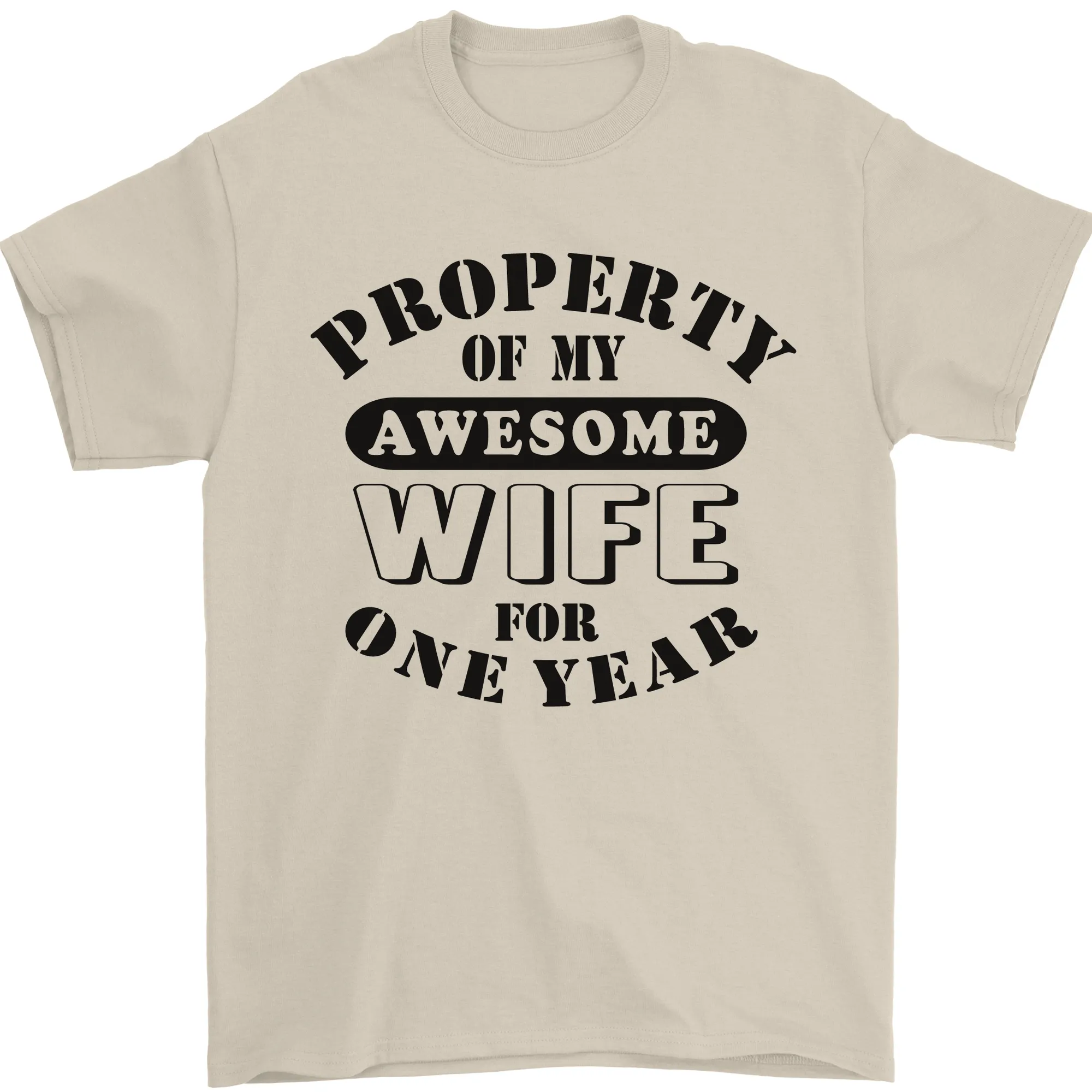 1st Wedding Anniversary 1 Year Funny Wife Mens T-Shirt 100% Cotton