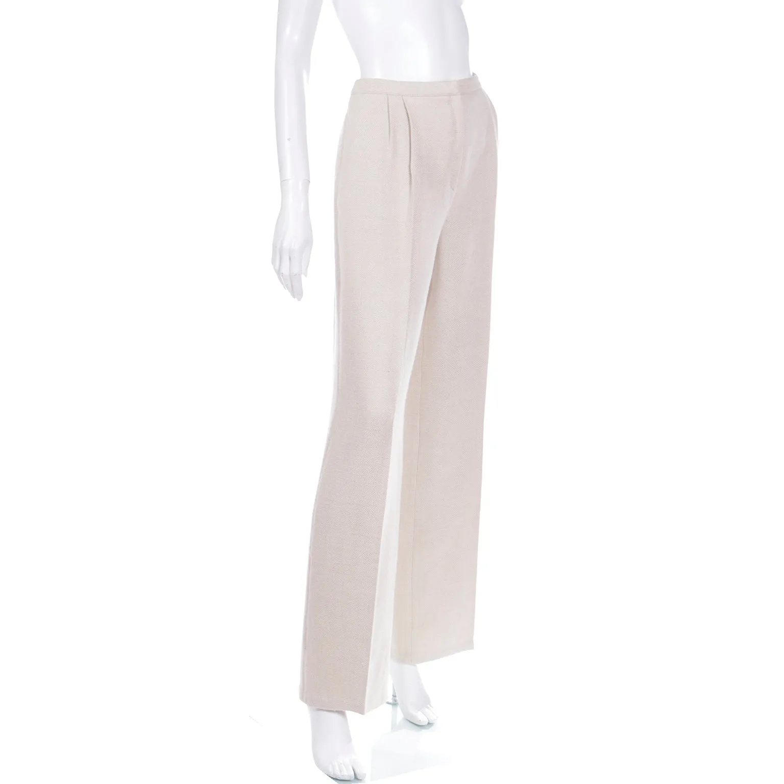 2000s High Waisted Valentino Silk LInen and Wool Blend Trousers