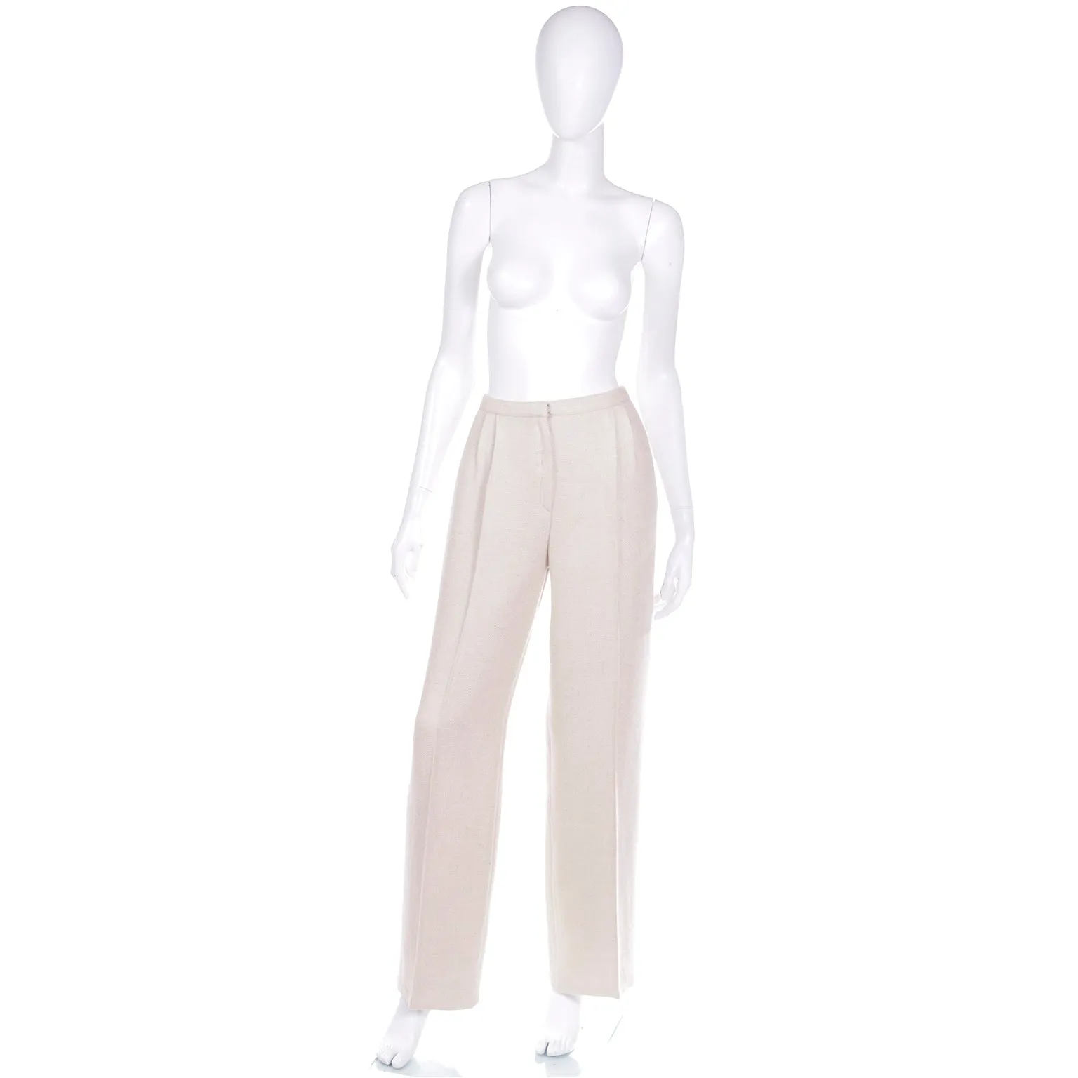 2000s High Waisted Valentino Silk LInen and Wool Blend Trousers