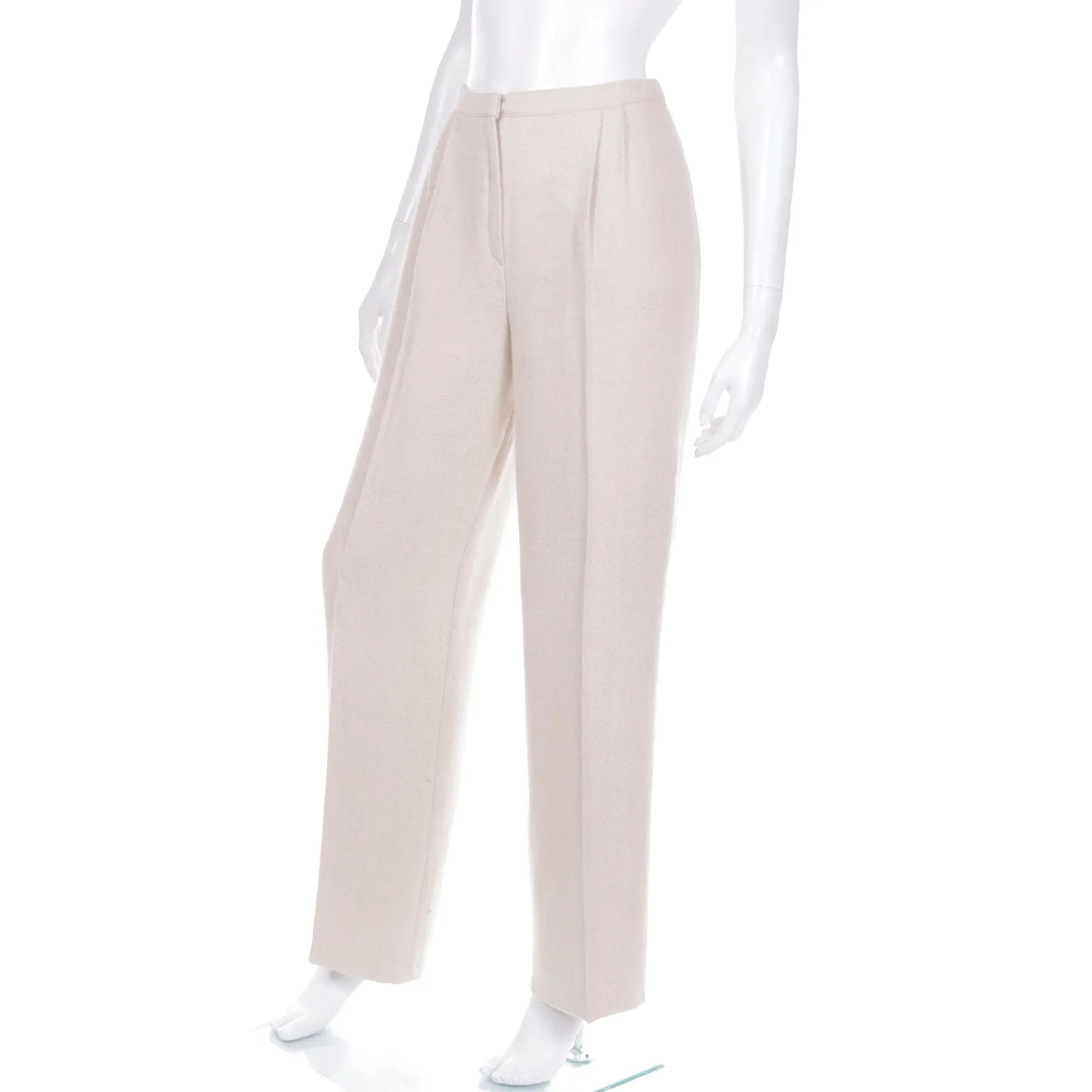 2000s High Waisted Valentino Silk LInen and Wool Blend Trousers