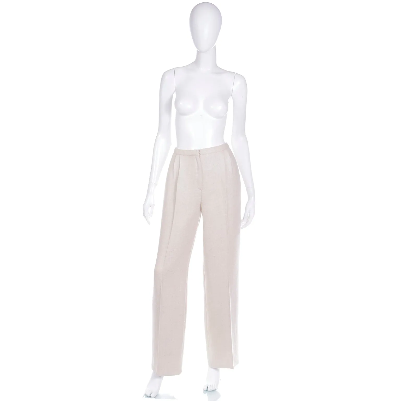 2000s High Waisted Valentino Silk LInen and Wool Blend Trousers