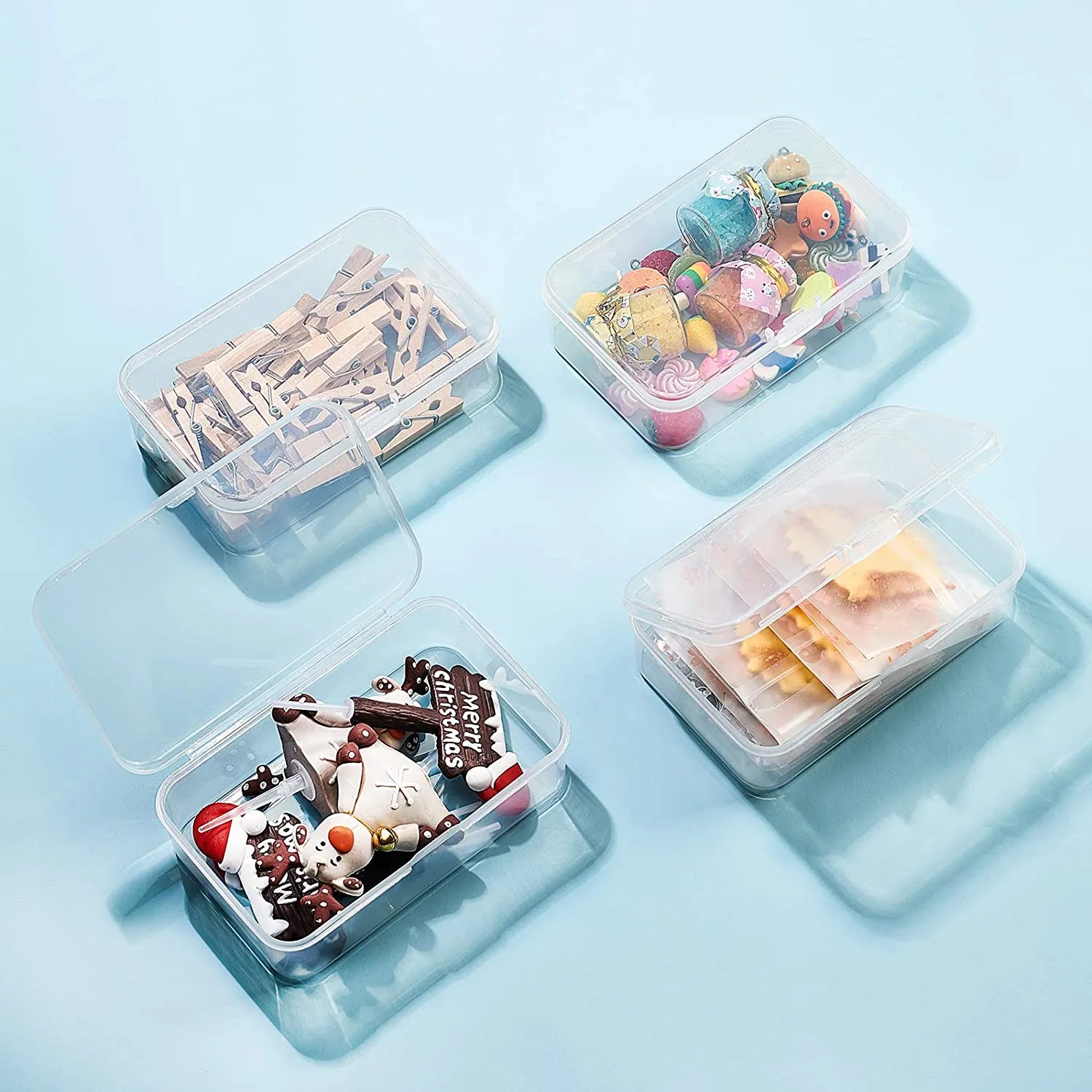 2968 Rectangle Clear Container Storage Box for small parts & Multiuse Box