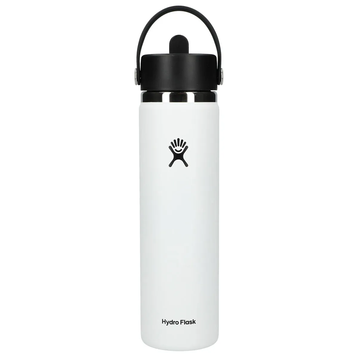 48-Hour Hydro Flask White Wide Mouth 24oz Bottle with Flex Straw Cap