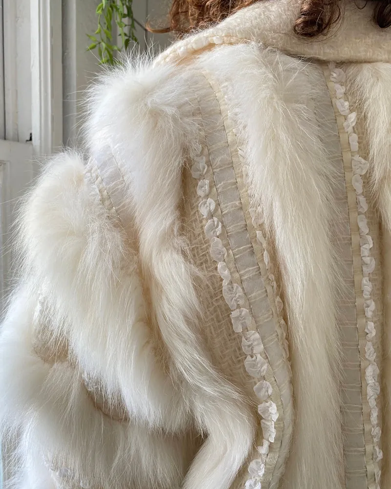 80s Schjelde Fox Fur Woven Jacket | S-M