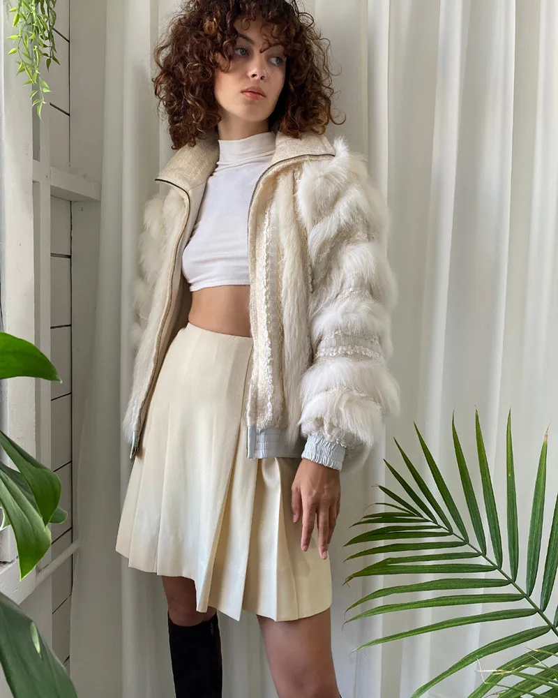 80s Schjelde Fox Fur Woven Jacket | S-M