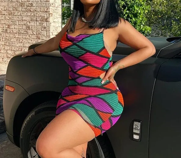 A&A Patchwork Mini Bodycon Dress