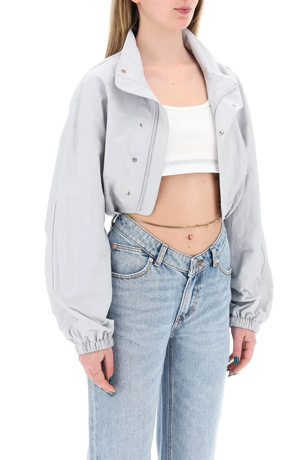 Alexander Wang Cropped Jacket With Integrated Top. (Size - L)