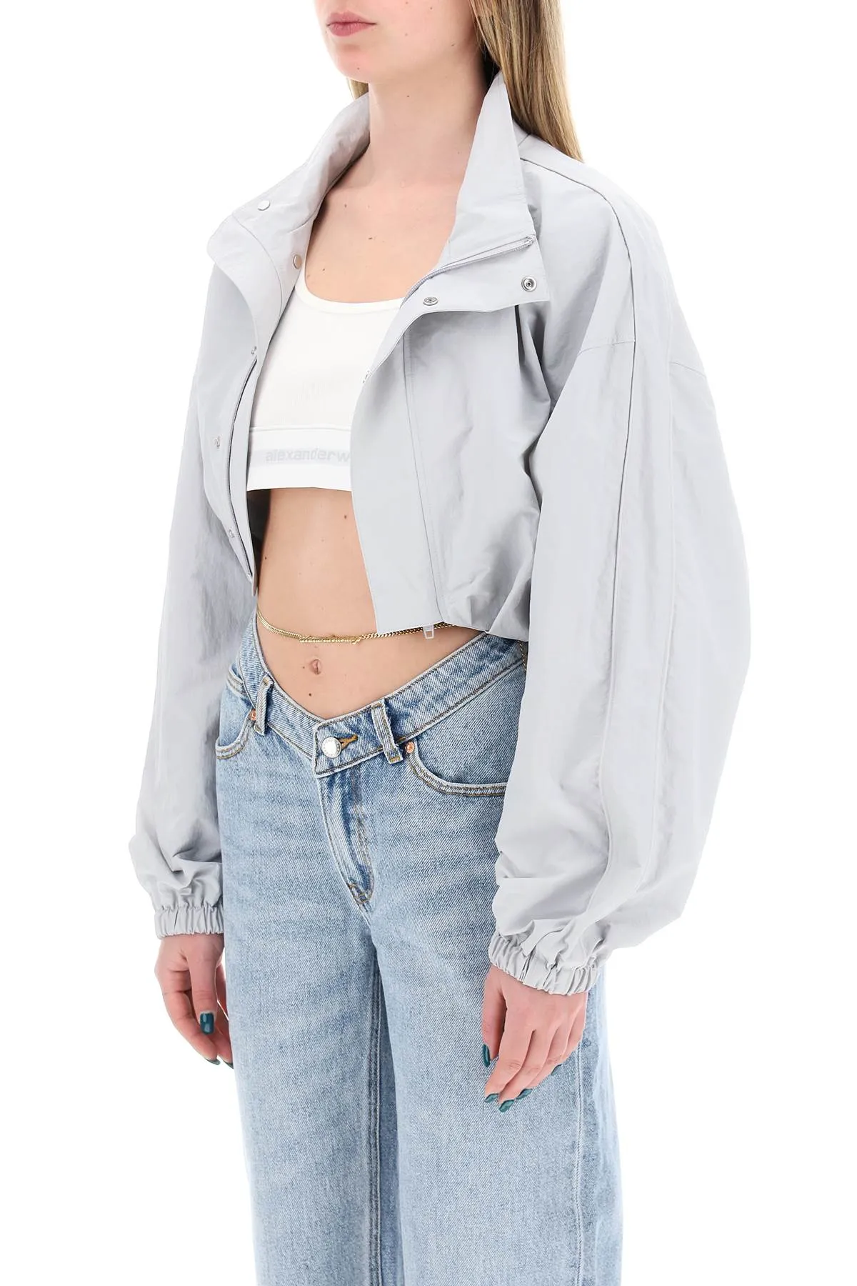 Alexander Wang Cropped Jacket With Integrated Top. (Size - L)