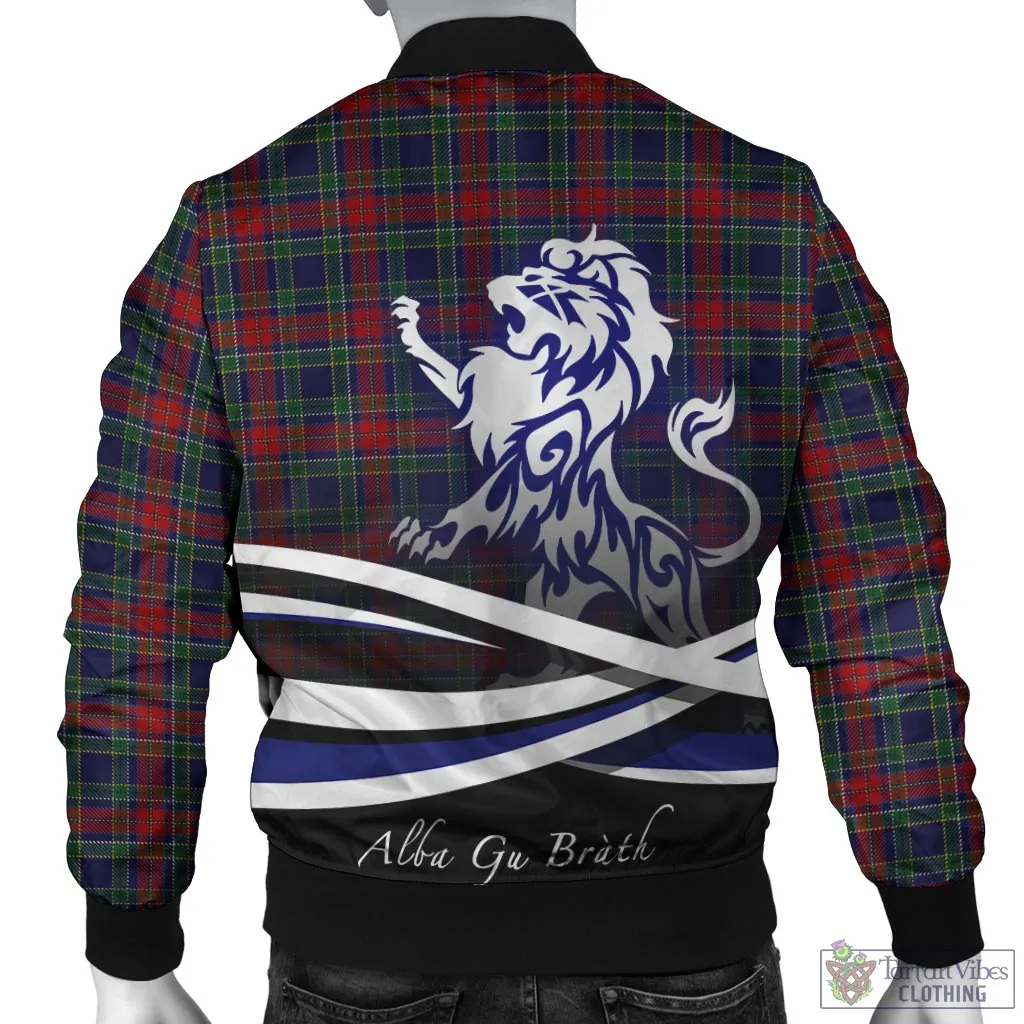 Allison Red Tartan Bomber Jacket with Alba Gu Brath Regal Lion Emblem