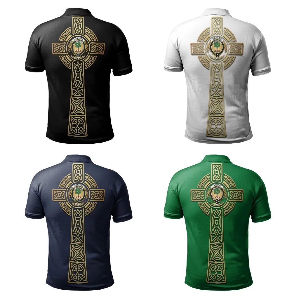 Anderson Clan Polo Shirt with Golden Celtic Tree Of Life