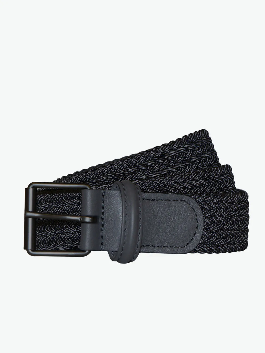 Anderson's Leather-Trimmed Woven Belt Slate Blue