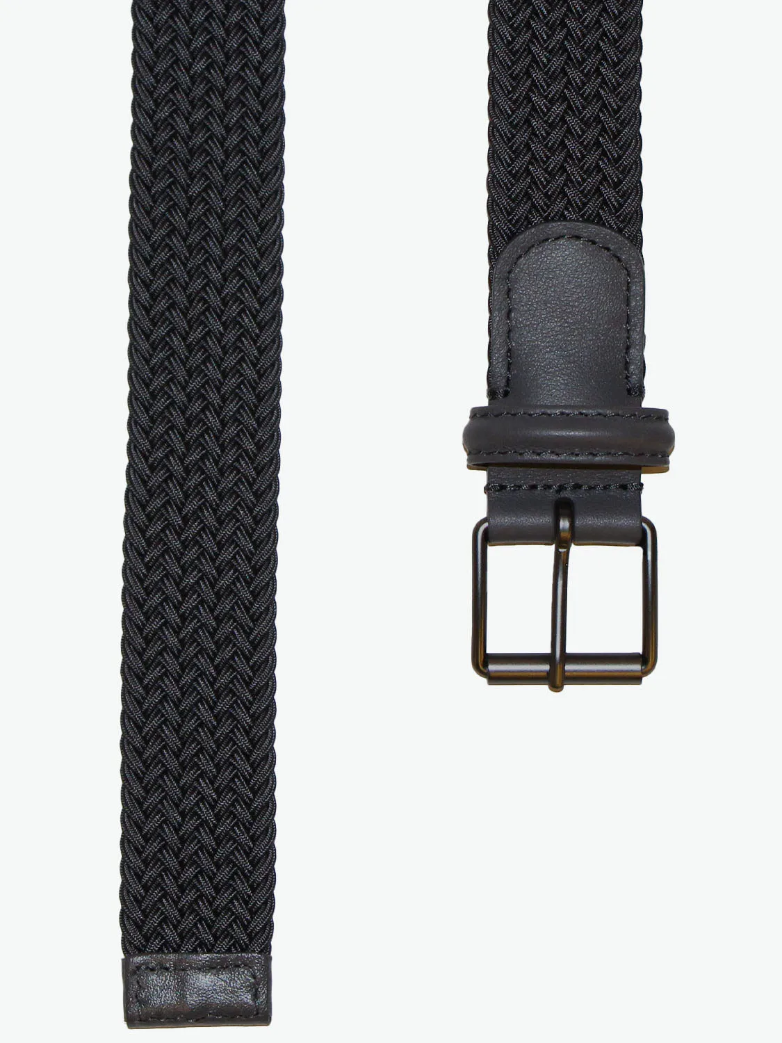 Anderson's Leather-Trimmed Woven Belt Slate Blue