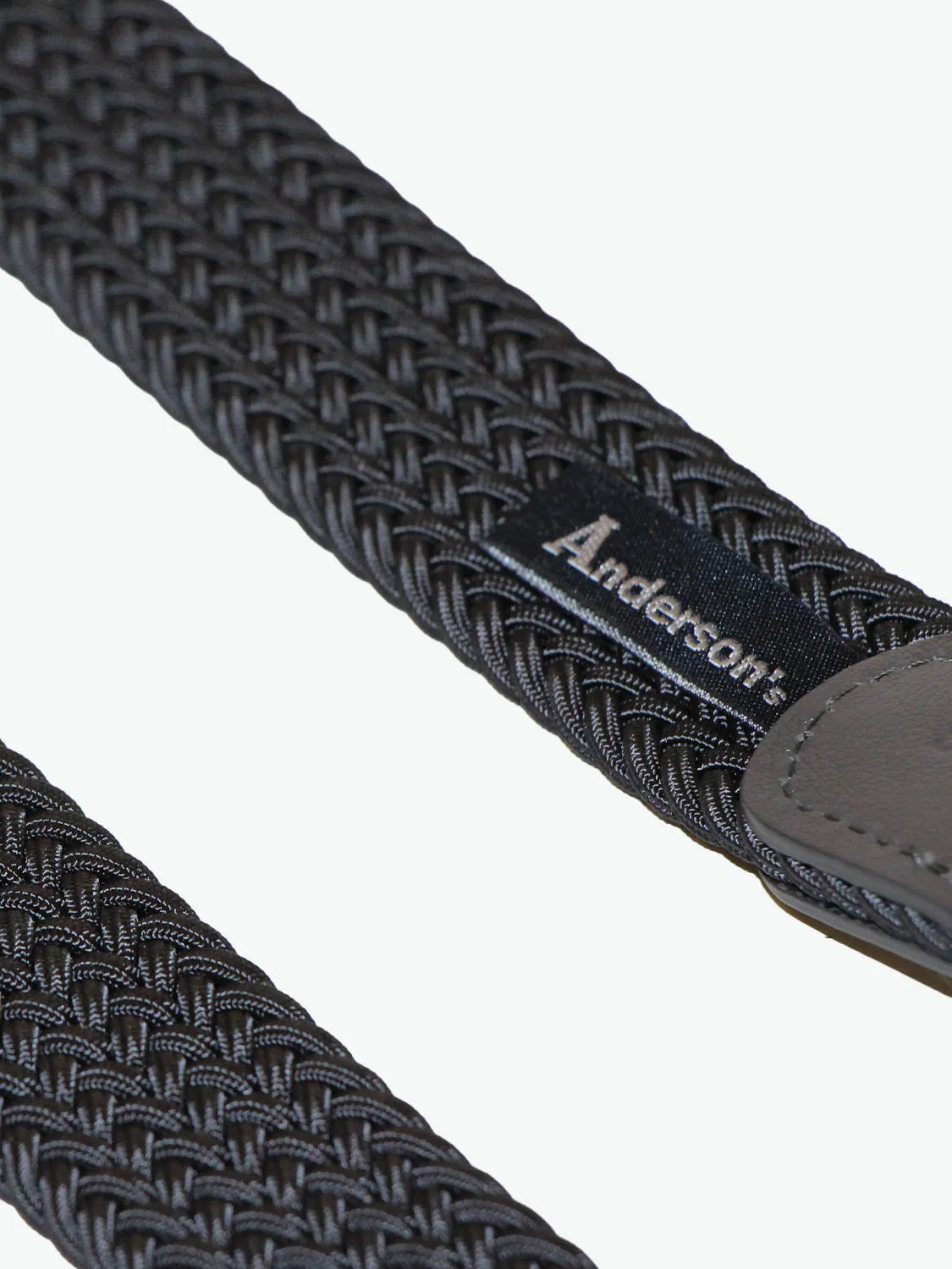 Anderson's Leather-Trimmed Woven Belt Slate Blue