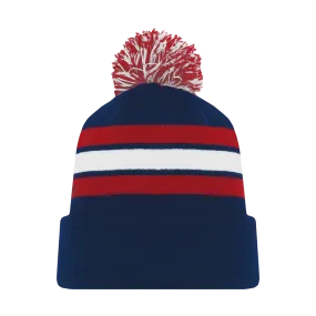 Athletic Knit (AK) A1830A-764 Adult Navy/Red/White Hockey Toque/Beanie