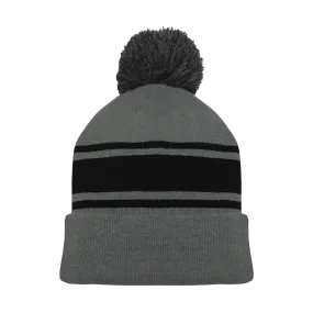 Athletic Knit (AK) A1830A-930 Adult Heather Charcoal Grey/Black Hockey Toque/Beanie