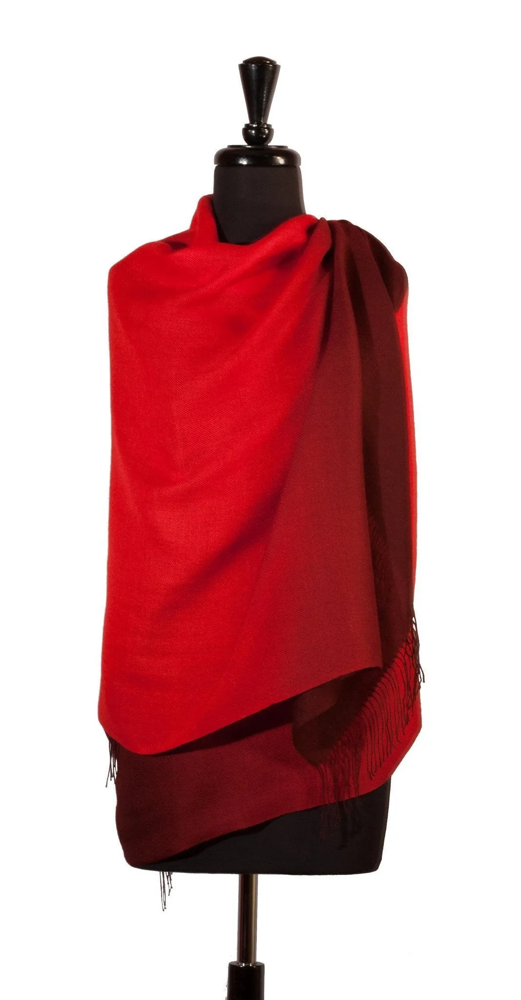 Baby Alpaca & Silk Shawl Two-toned Degrade - Dip Dyed in Red