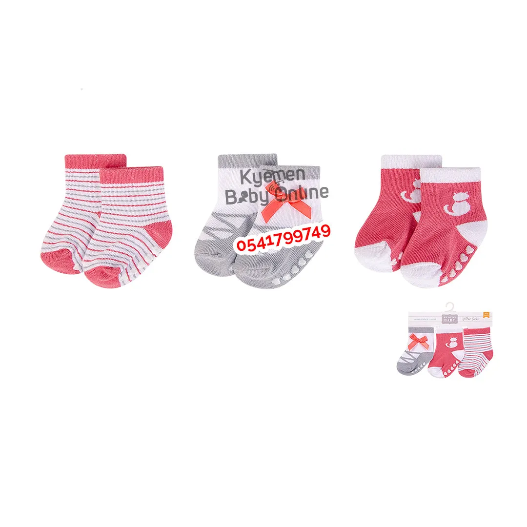 Baby Socks 3 Pairs (Hudson Baby) Cat (12-24 Months)