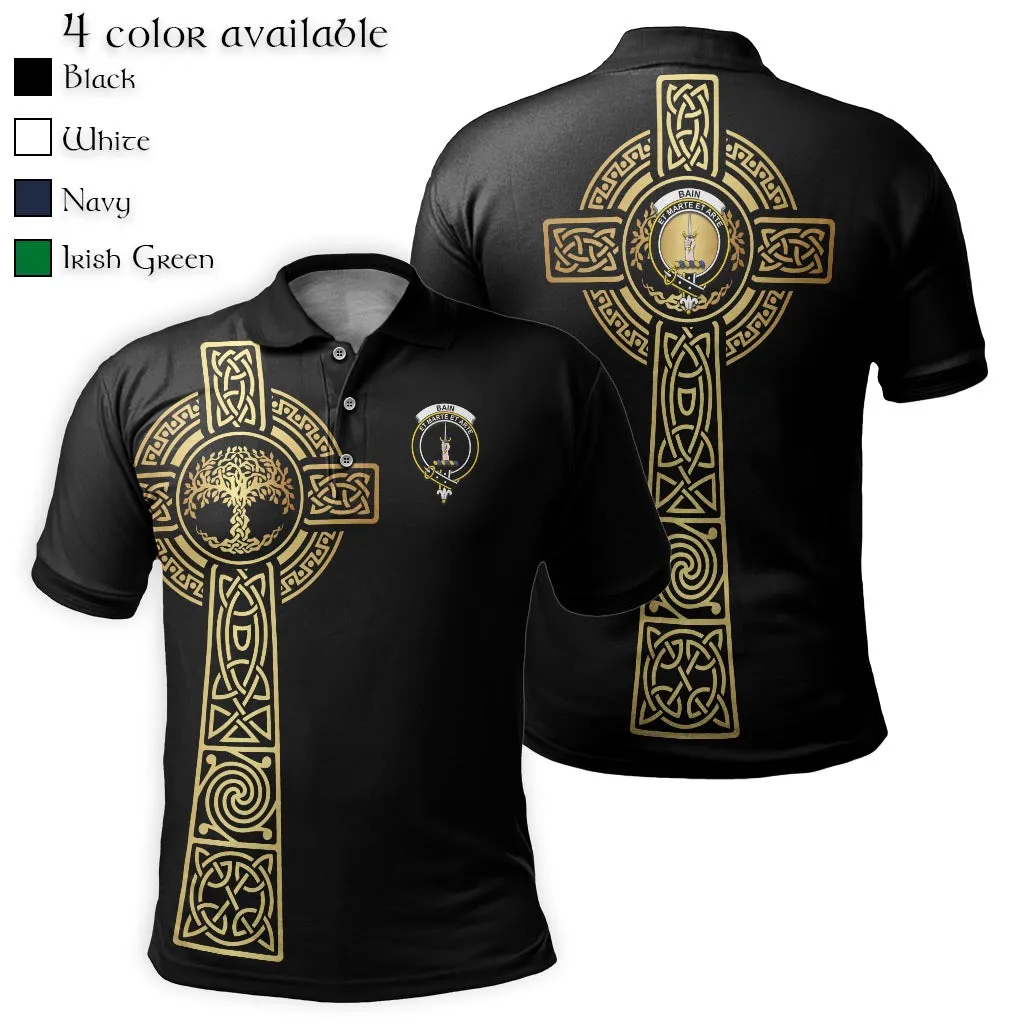 Bain Clan Polo Shirt with Golden Celtic Tree Of Life