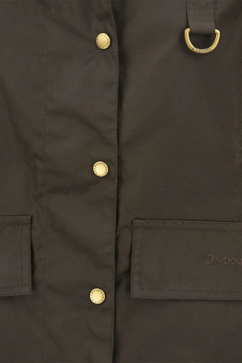 BARBOUR Cropped Waxed Cotton Jacket with Detachable Hood