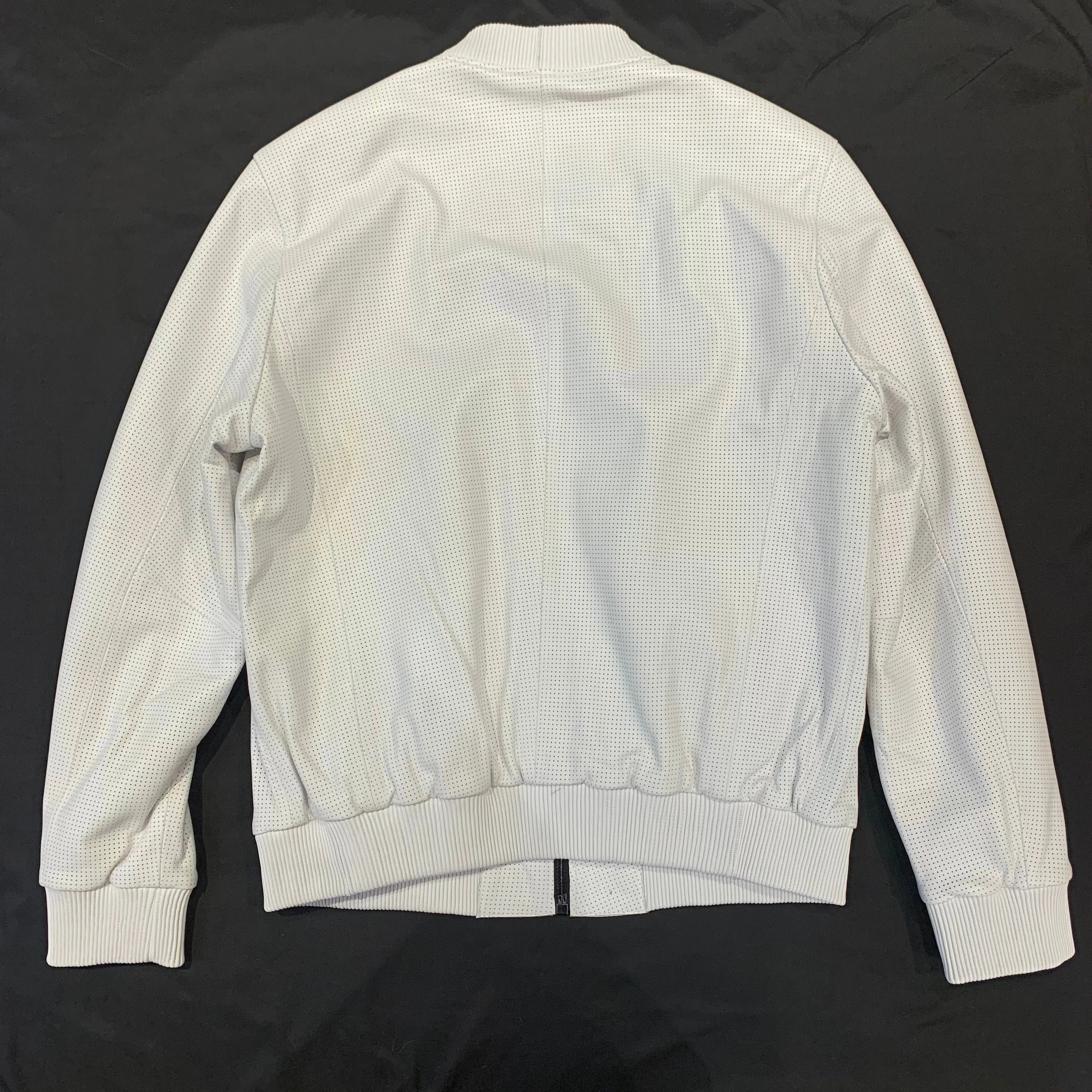 Barya NewYork White Perforated Lambskin Bomber Jacket