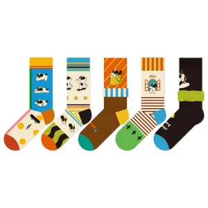 Beligogo Barkly Fabulous 5-Pack Cozy Pup Mid-Calf Socks