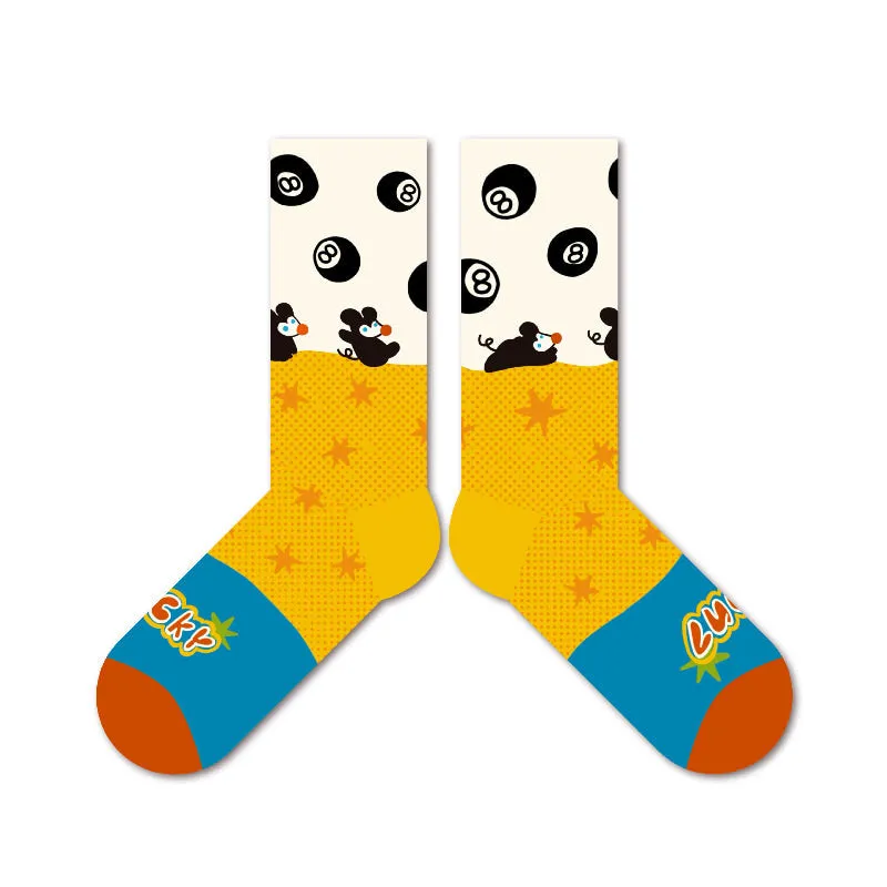 Beligogo Incredible 5-Pack Delightful Black Bean Mouse Mid-Calf Socks