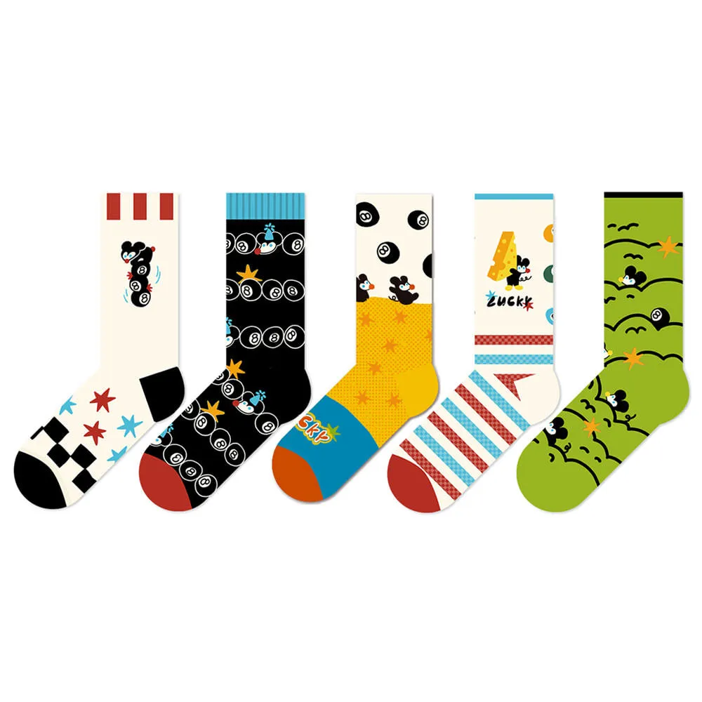 Beligogo Incredible 5-Pack Delightful Black Bean Mouse Mid-Calf Socks