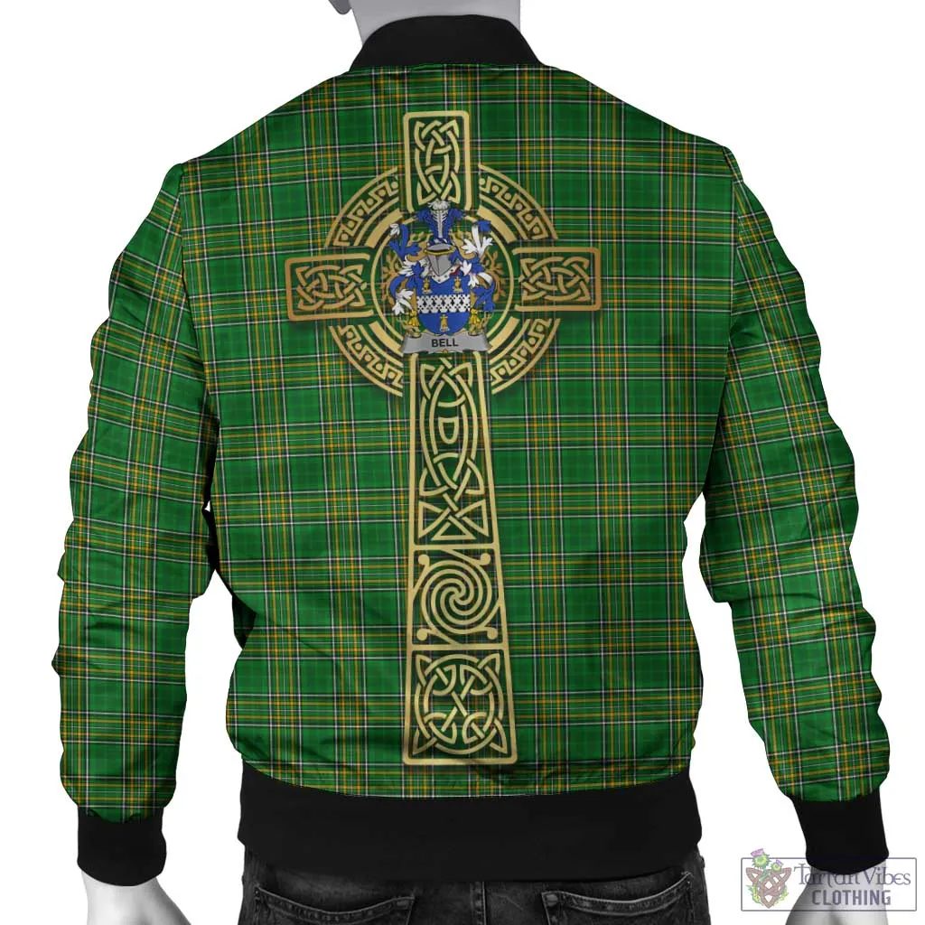 Bell Irish Clan Tartan Bomber Jacket with Coat of Arms Celtic Tree of Life Style