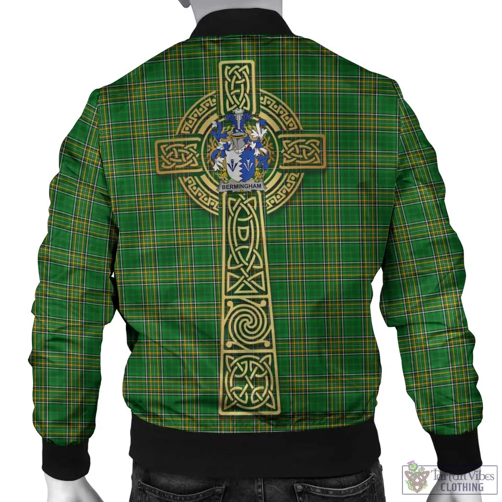 Bermingham Irish Clan Tartan Bomber Jacket with Coat of Arms Celtic Tree of Life Style