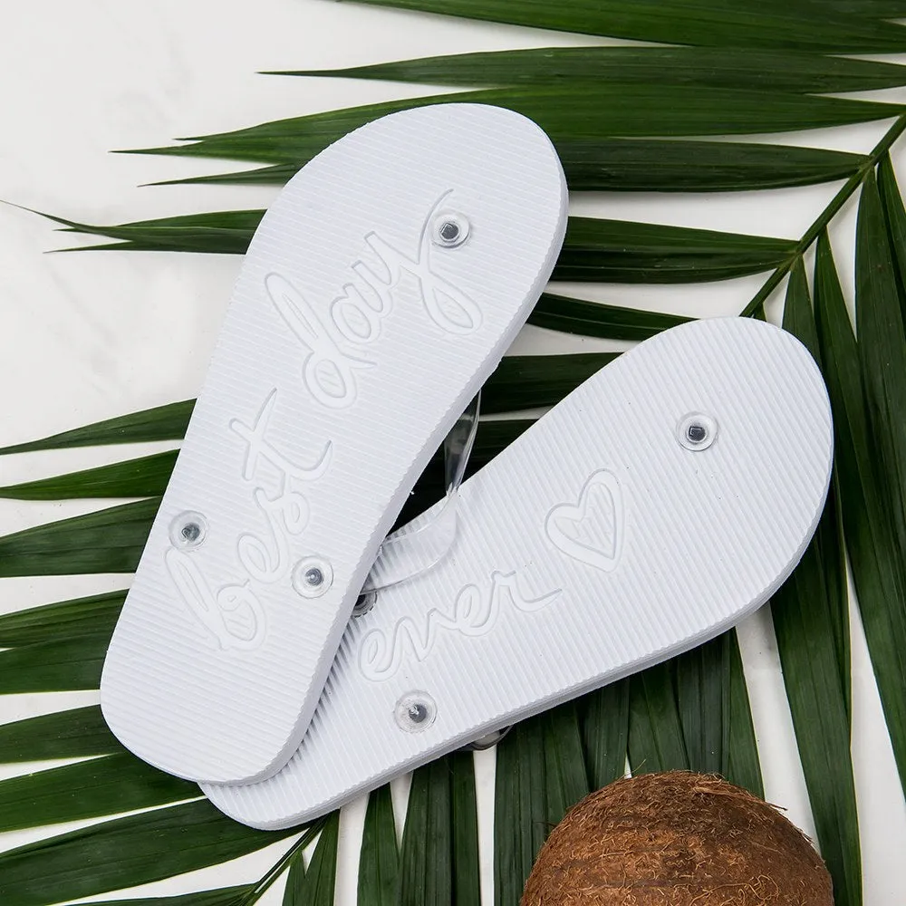 BEST DAY EVER WEDDING FLIP FLOPS - IVORY WHITE