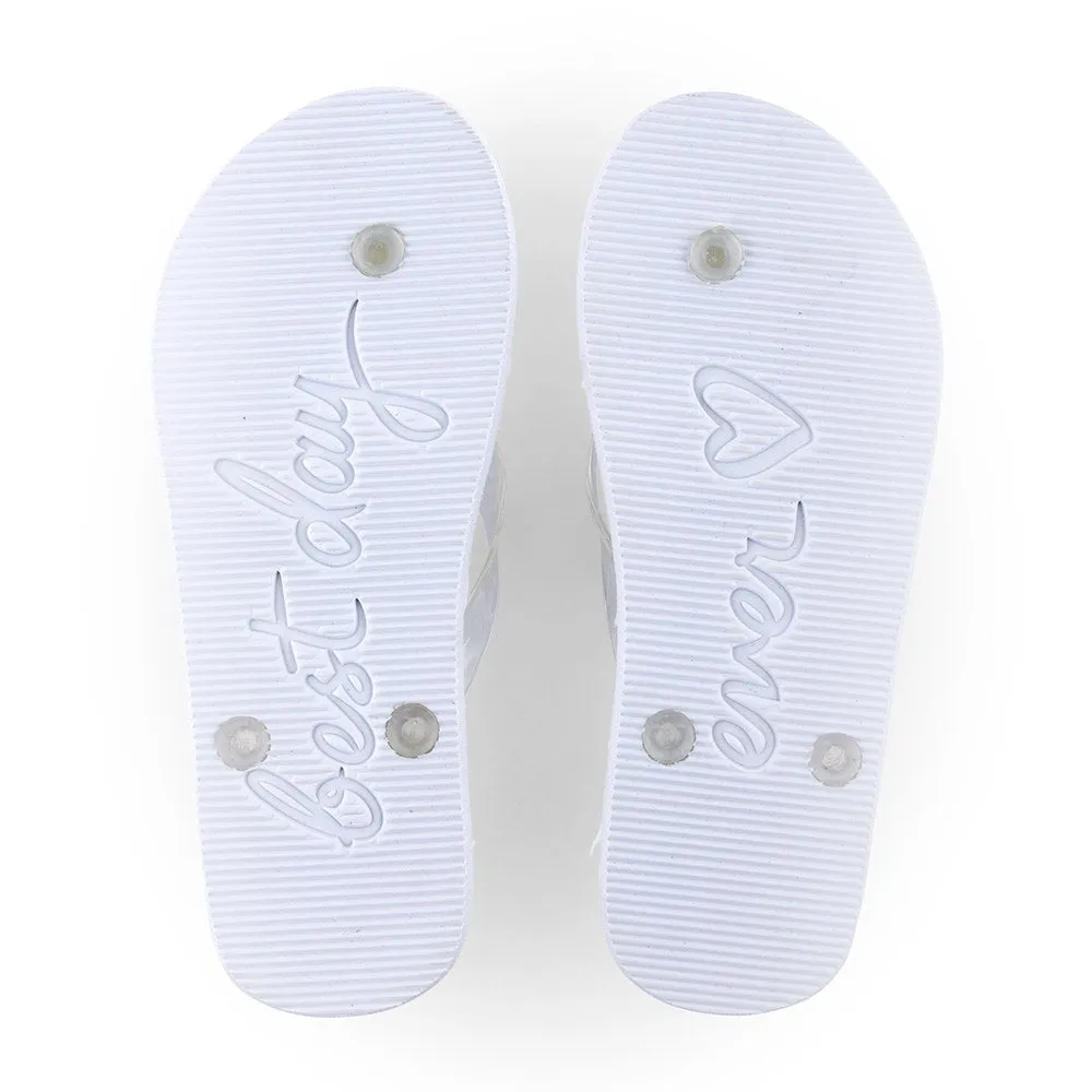 BEST DAY EVER WEDDING FLIP FLOPS - IVORY WHITE