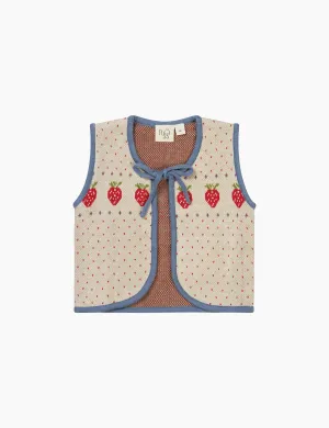 Betty Vest in Warm Cotton/Slate Blue