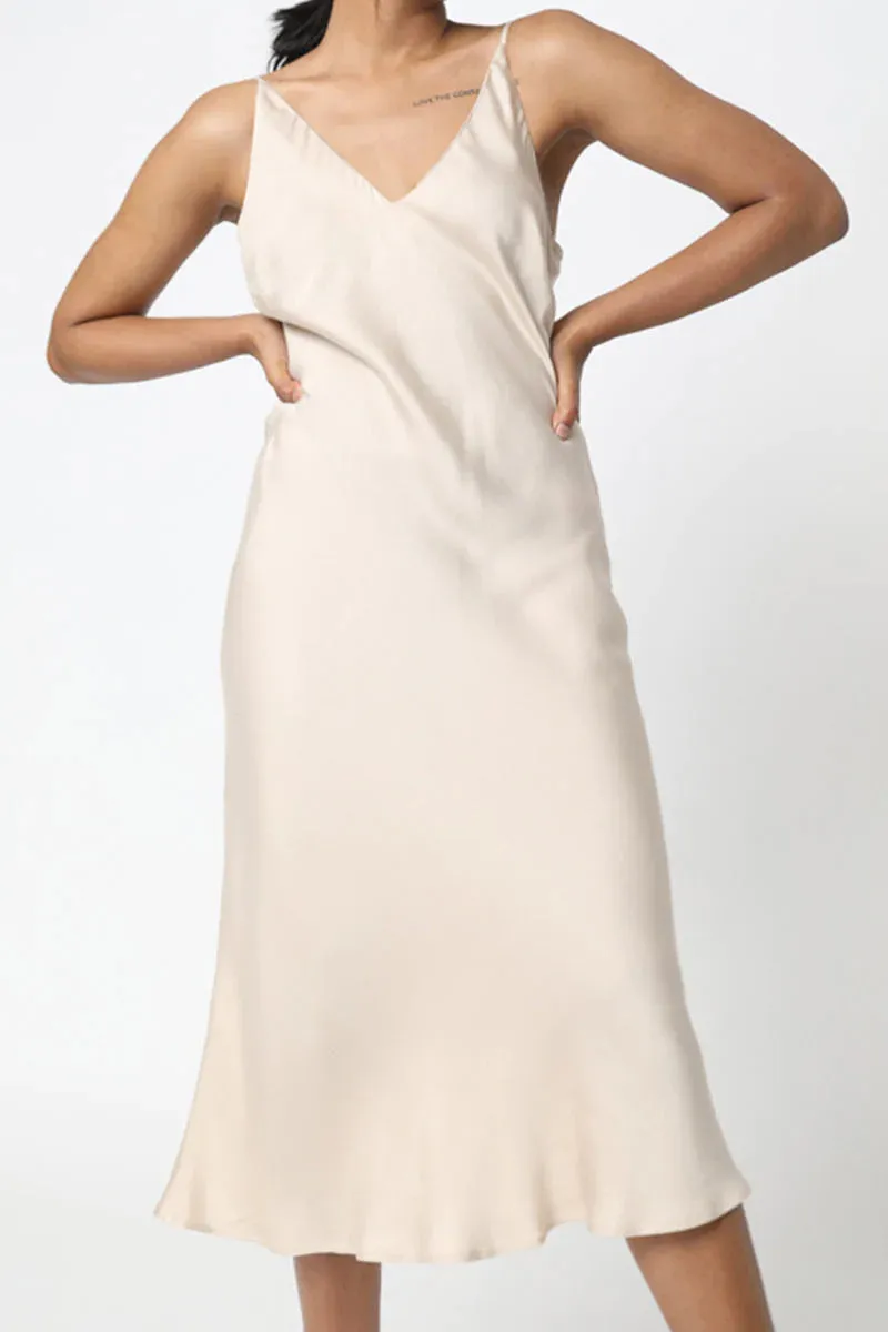 Bias Cut Slip Dress - Champagne