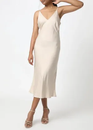 Bias Cut Slip Dress - Champagne