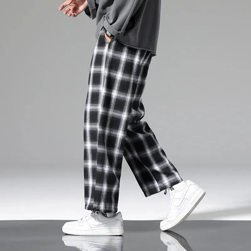 Black & White Plaid Drawstring Pants