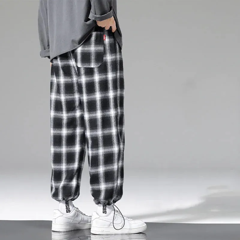 Black & White Plaid Drawstring Pants