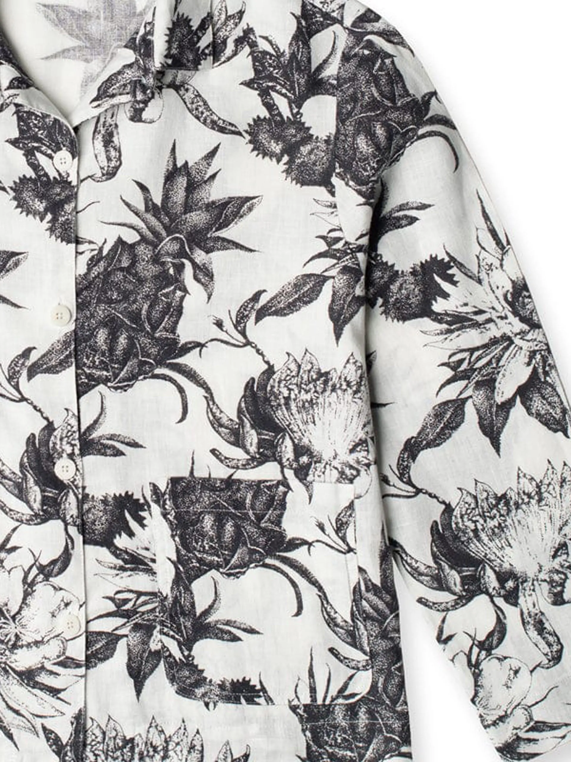 Black and white night bloom print pocket pyjama set