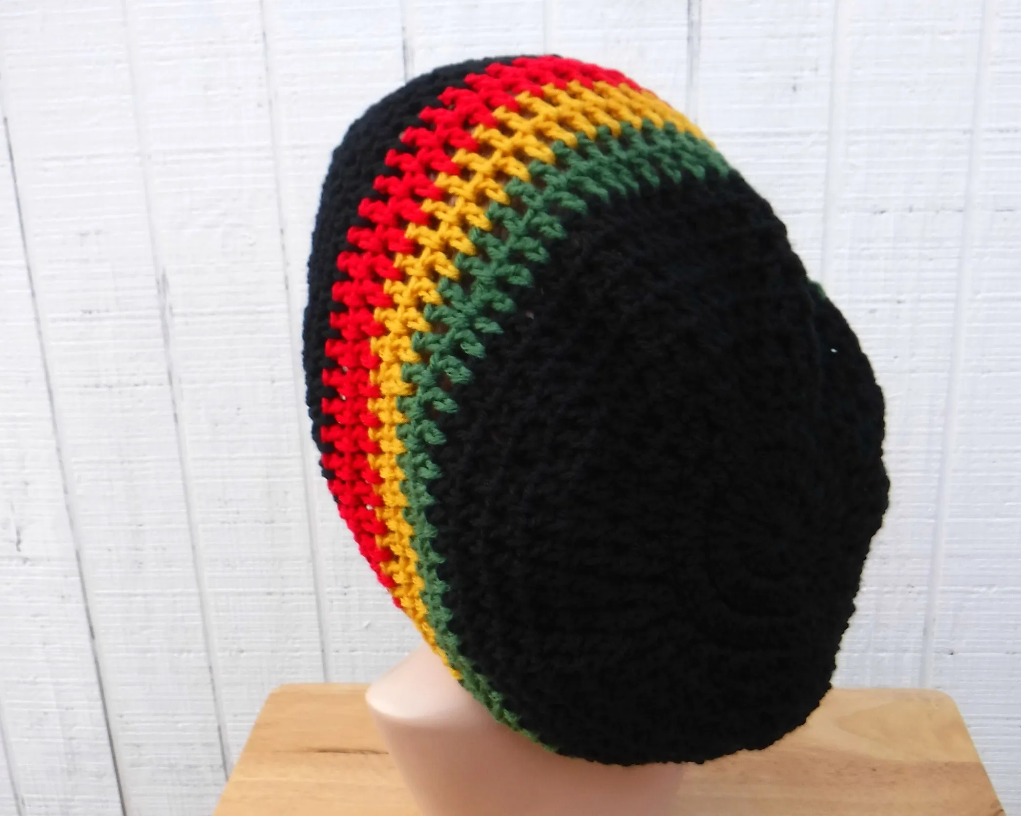 Black Dread hat, dreadlocks beanie rasta tam hat, man or woman Jamaica slouchy hat