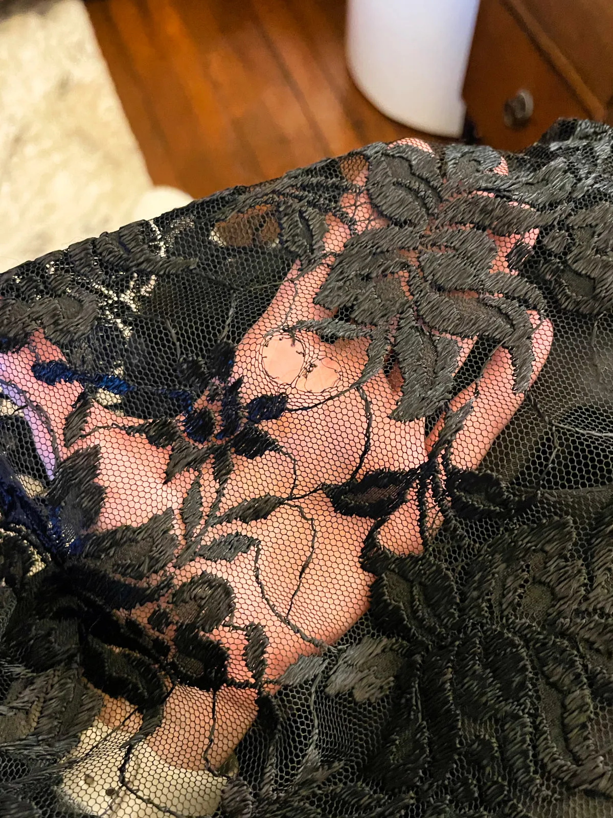 Black Lace High Neck Dress