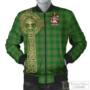 Blackney Irish Clan Tartan Bomber Jacket with Coat of Arms Celtic Tree of Life Style