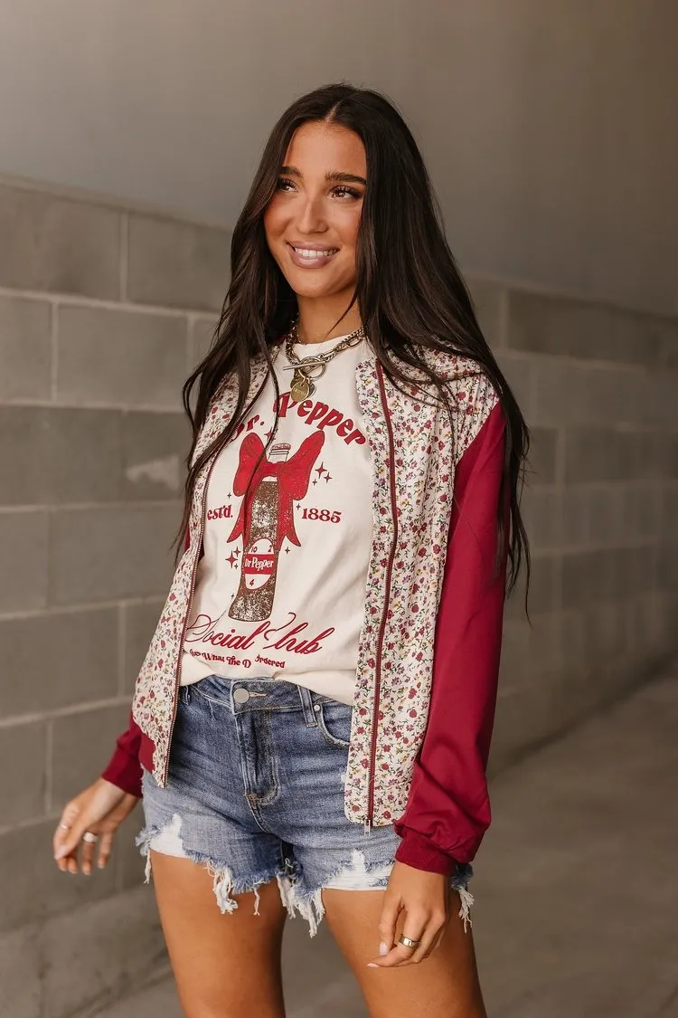 Bomber Jacket - Crimson Floral