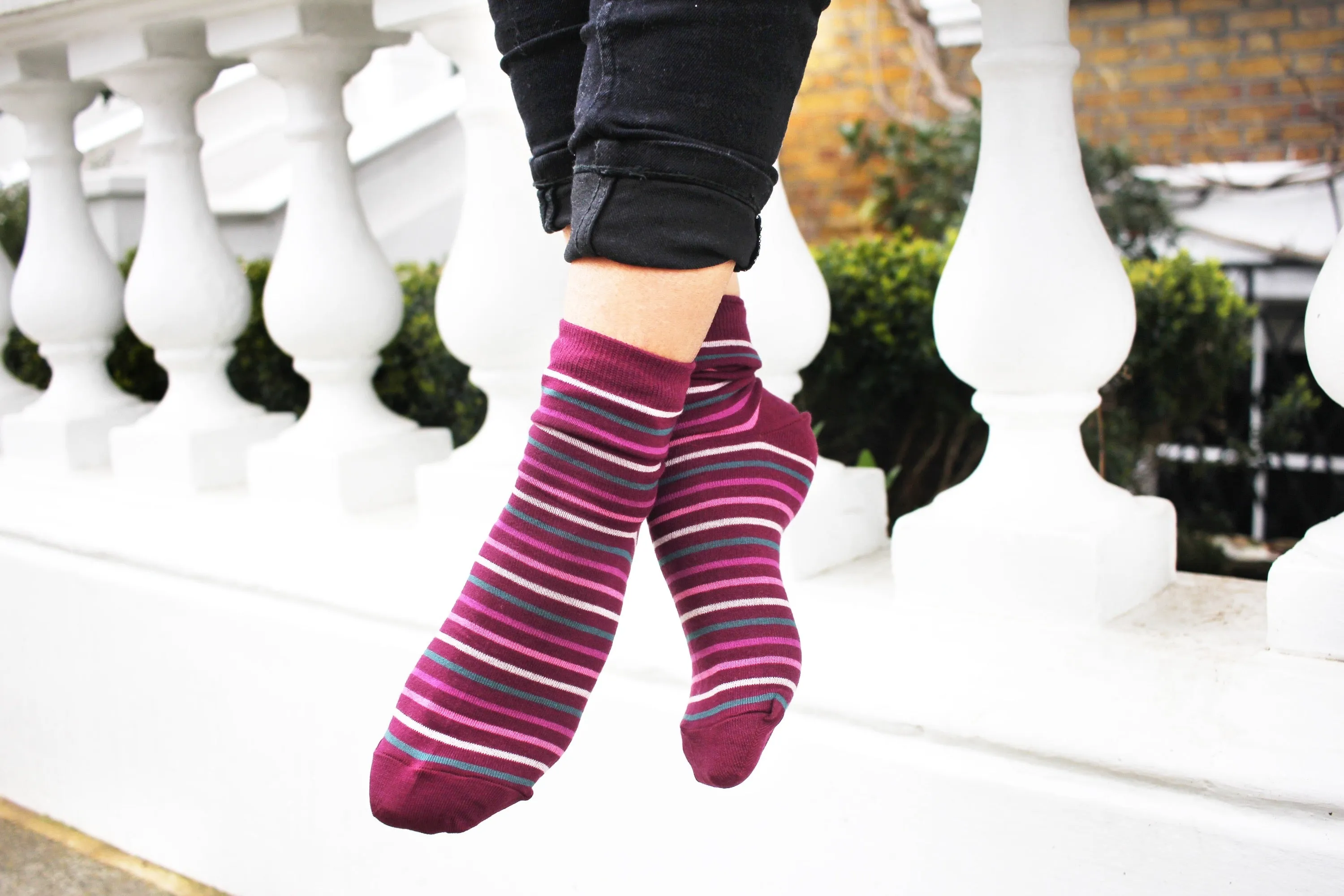 Burgundy Colour Stripe Socks