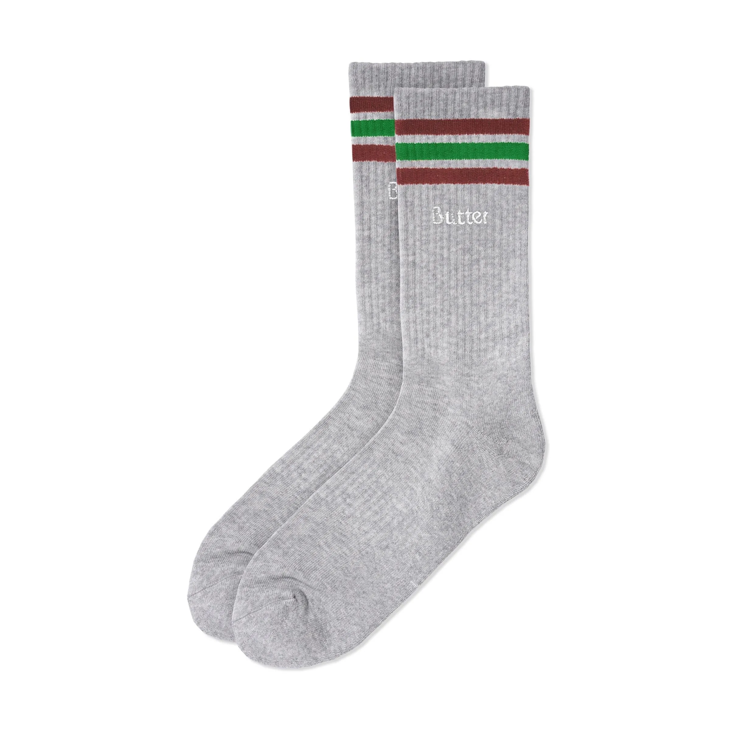 Butter Stripe Socks: Gray red/green/red