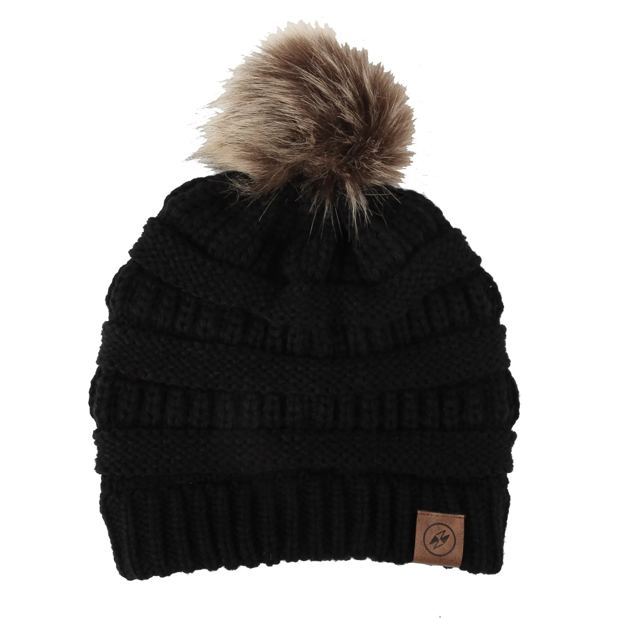 Cable Knit Ribbed Pom Beanie Winter Hat Slouchy Cap HZP0030